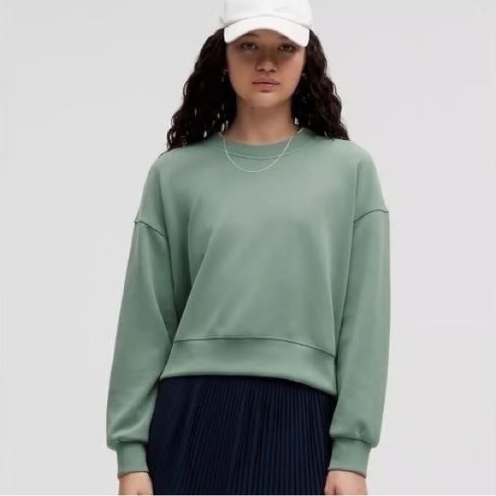 Lululemon Perfectly Oversized Cropped Crew *Softstreme, size 4, Tidewater Teal